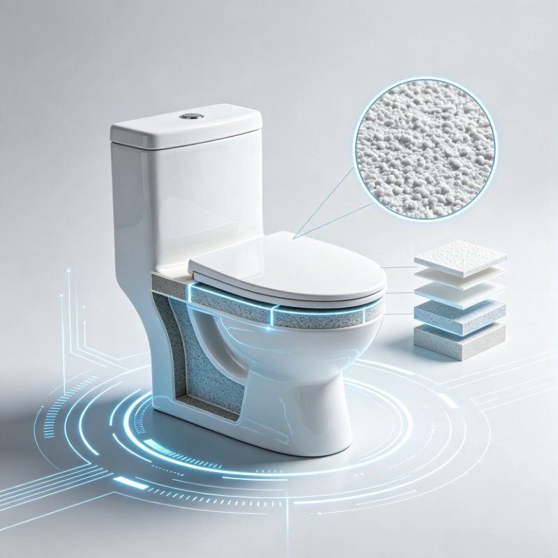 Heavy-duty commercial vitreous china toilet raw material inspection