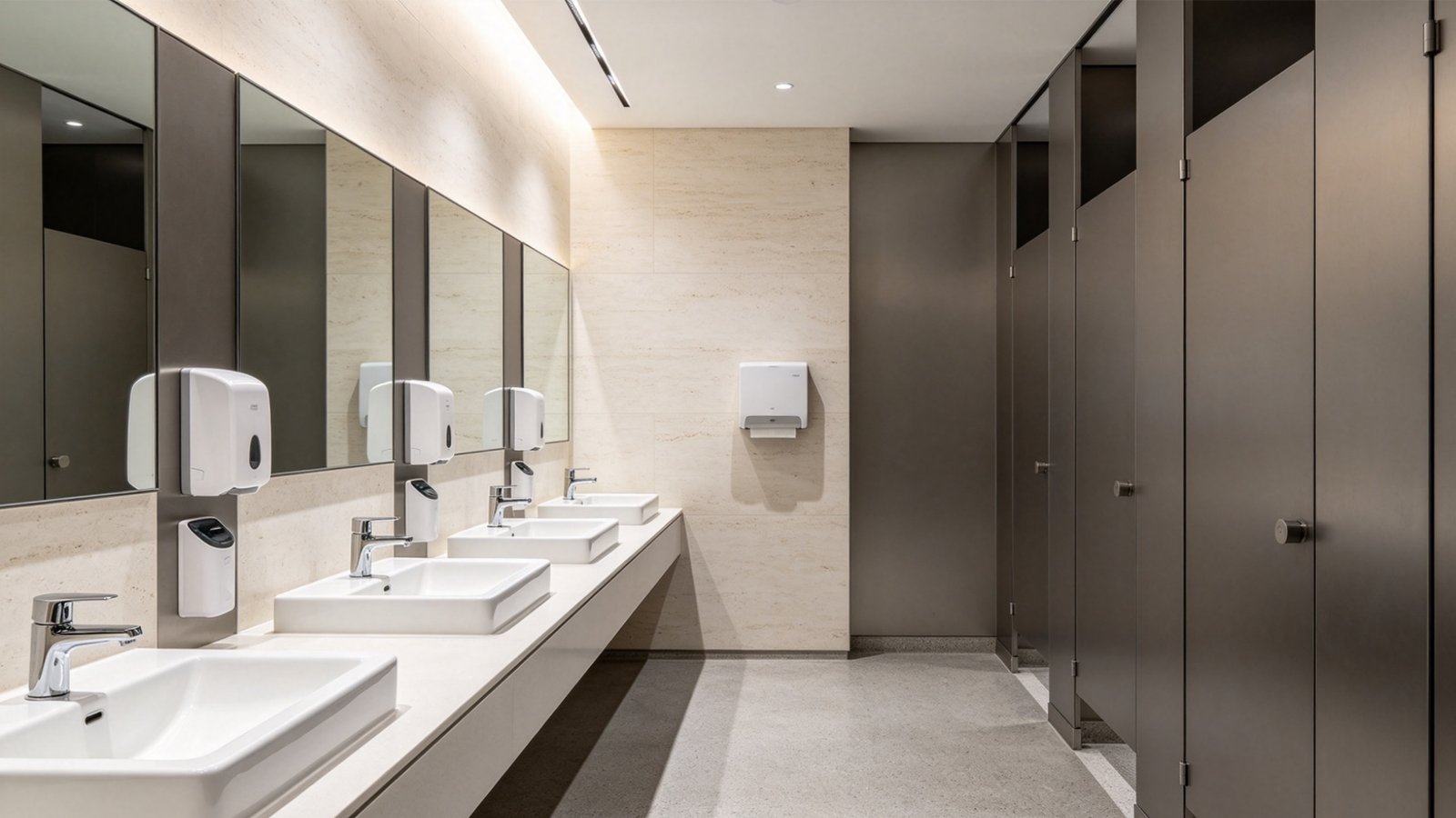Commercial Bathroom Architectural Blueprint Representation