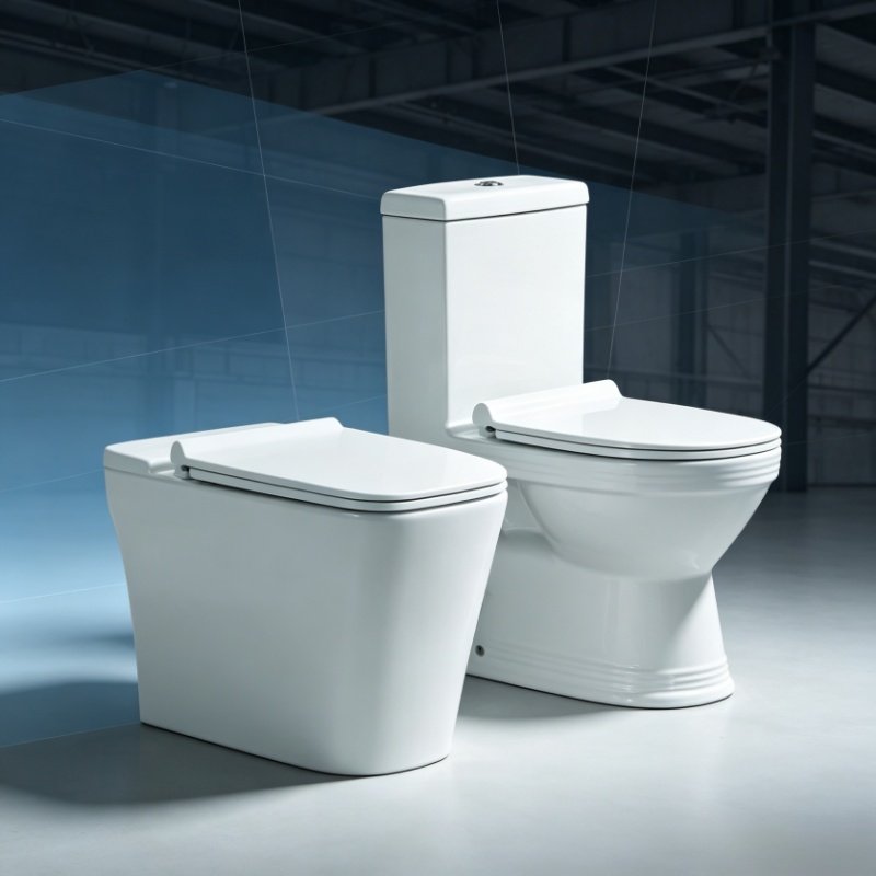 YASIQI 3-step project evaluation matrix analyzing budget, physical logistics, and maintenance for one-piece versus two-piece toilets