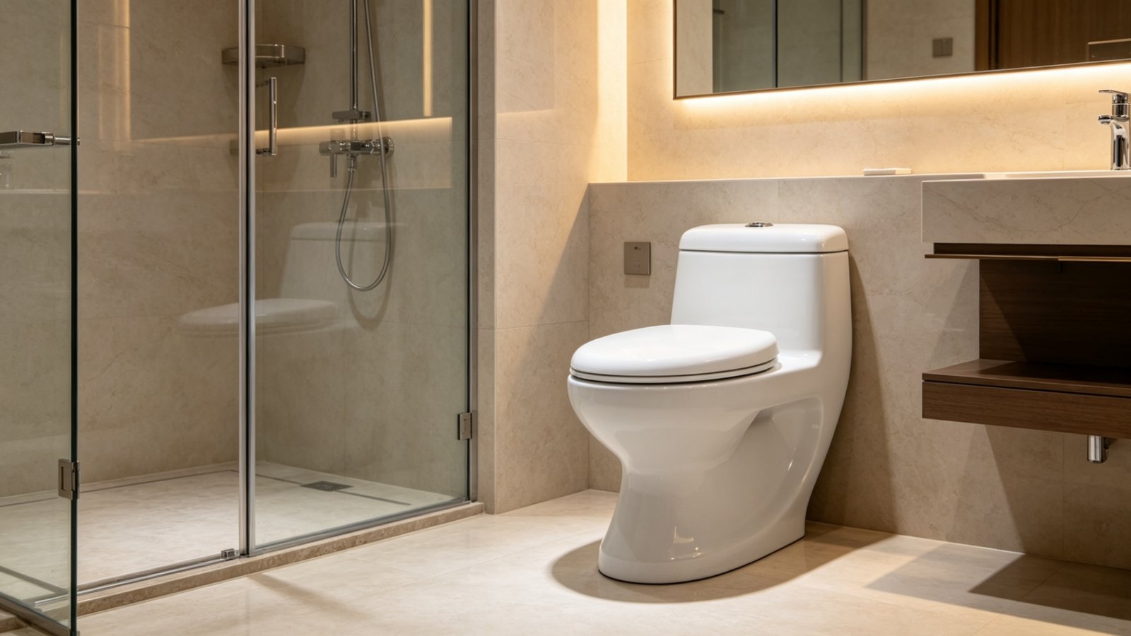 Minimalist side profile vector of a seamless one piece toilet design