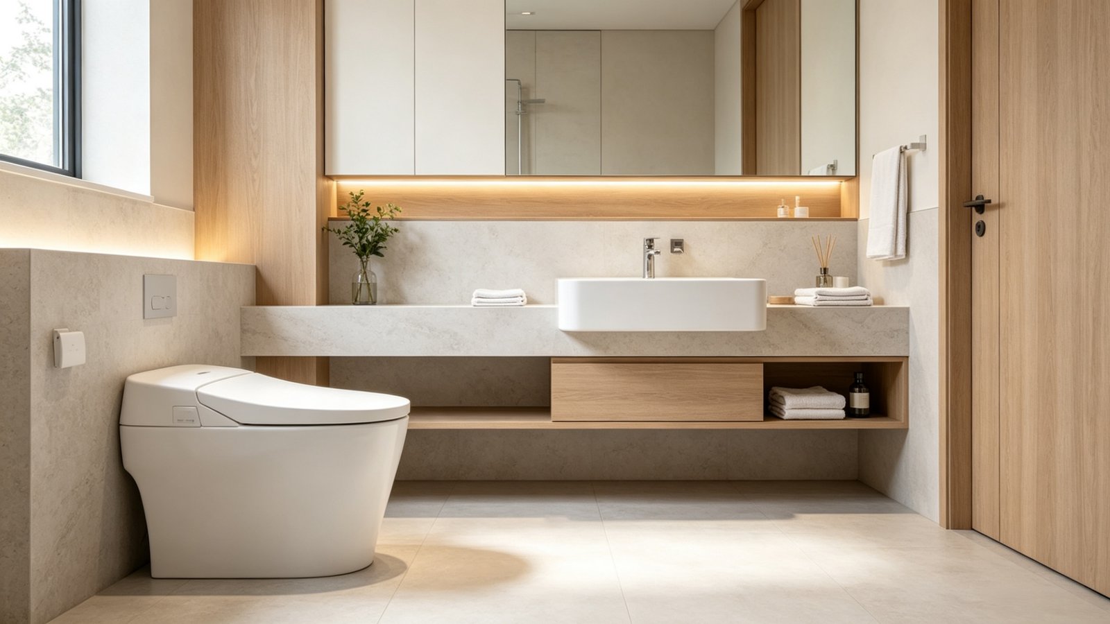 The Full-Family Comfort Set featuring a premium one-piece toilet and deep undermount basin
