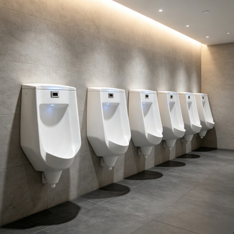 Sensor urinals with touchless flushing
