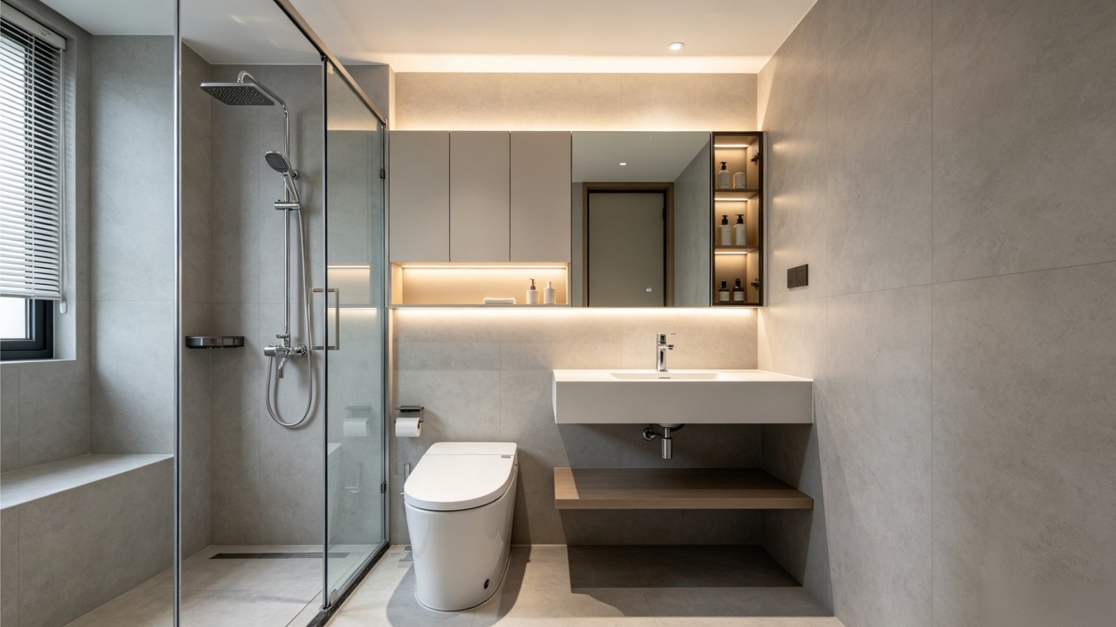 Modern residential bathroom layout