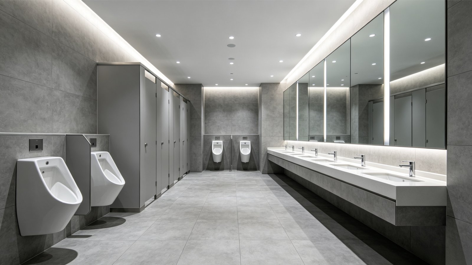 Commercial office building public restroom