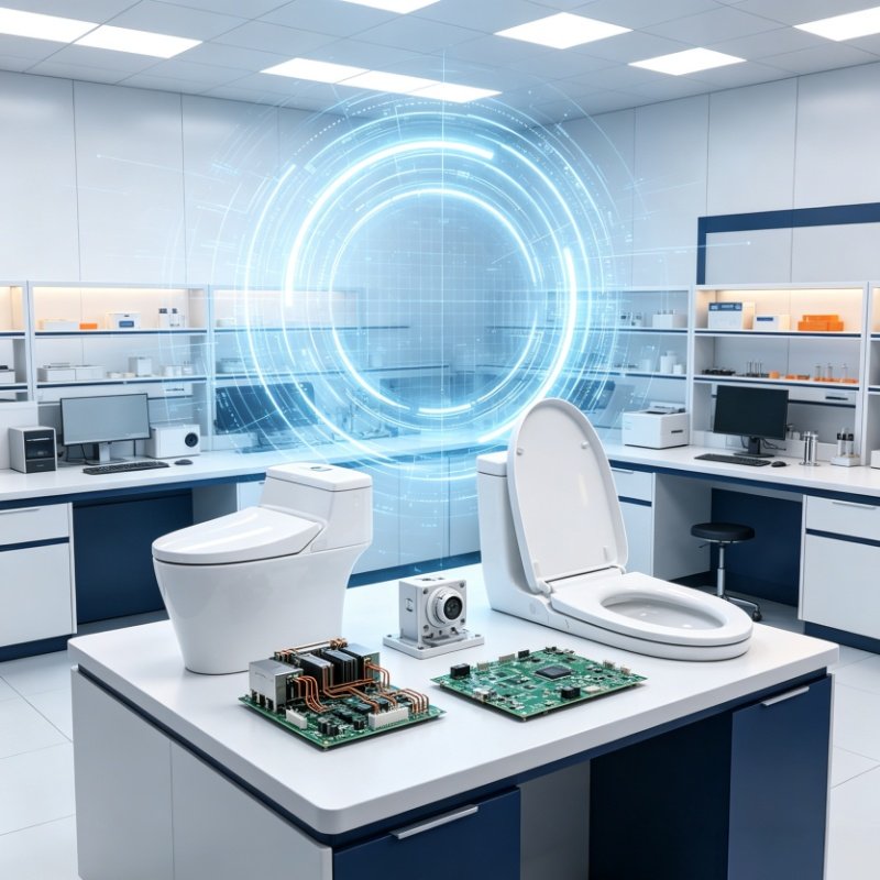 YASIQI smart toilet development and core electronic components blueprint illustration