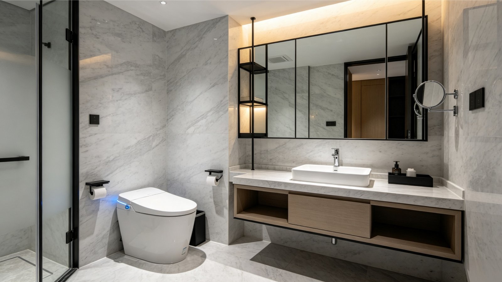 Hotel smart toilet solution featured in a boutique hospitality guestroom