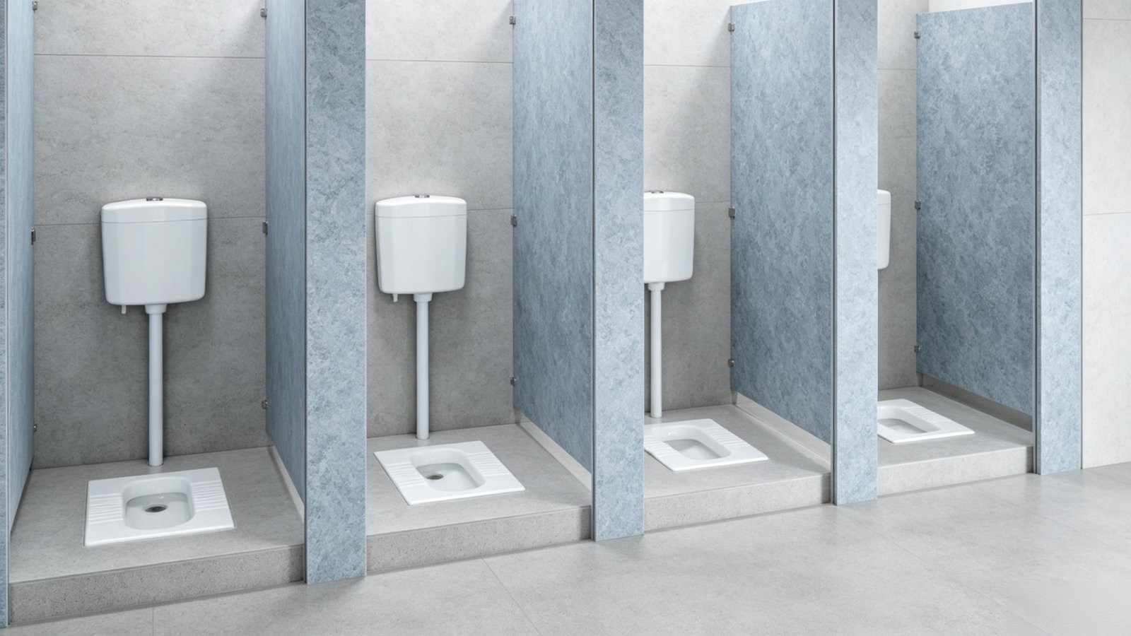 YASIQI school squat toilets installed in a high-traffic campus restroom facility