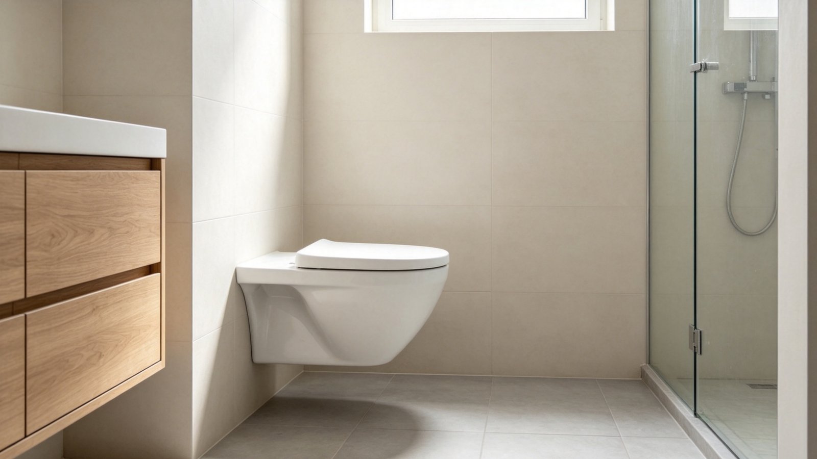 Bathroom remodeling project utilizing custom false wall plumbing installation
