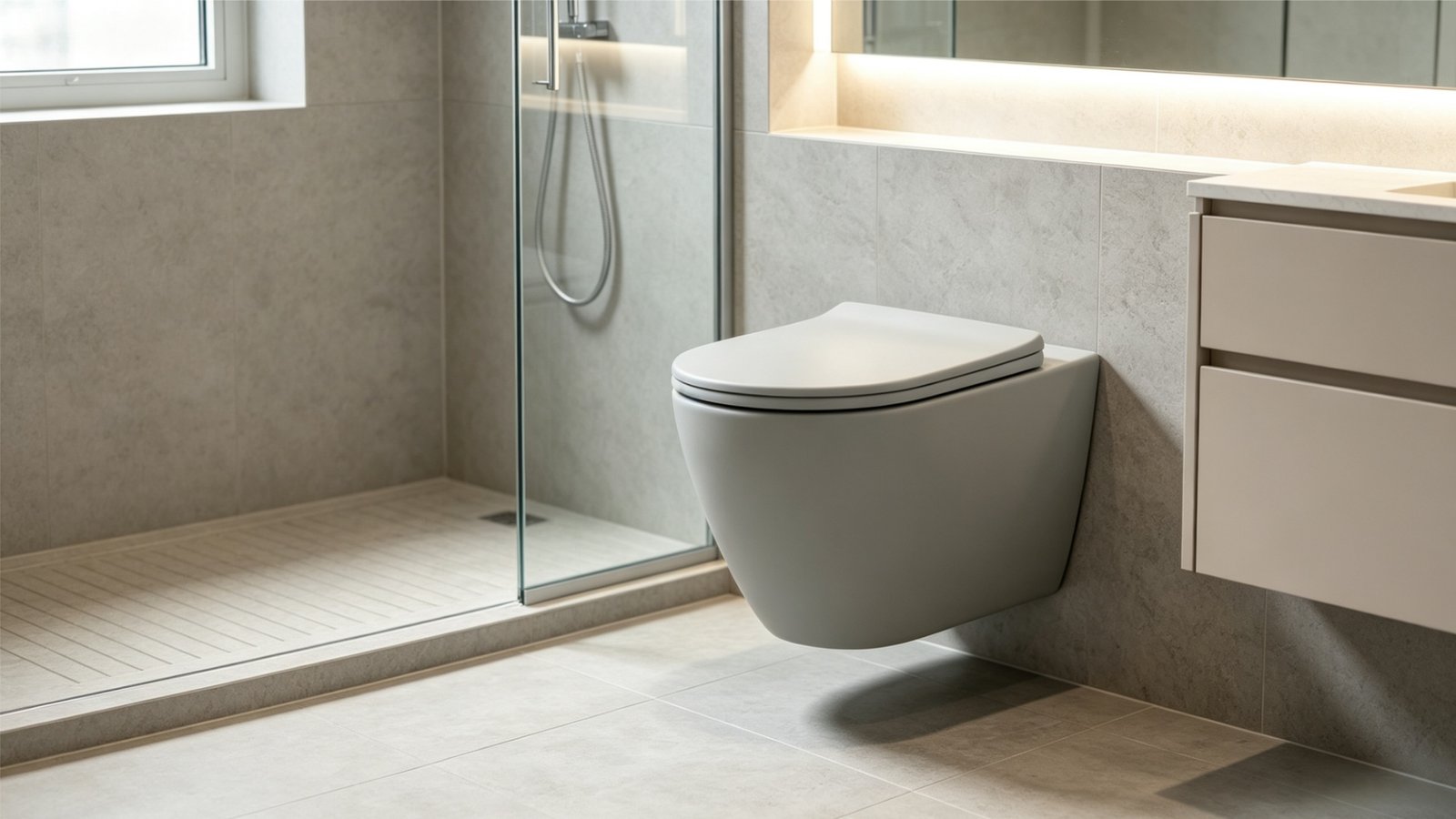 Five star hotel bathroom with commercial project wall hung toilet layout