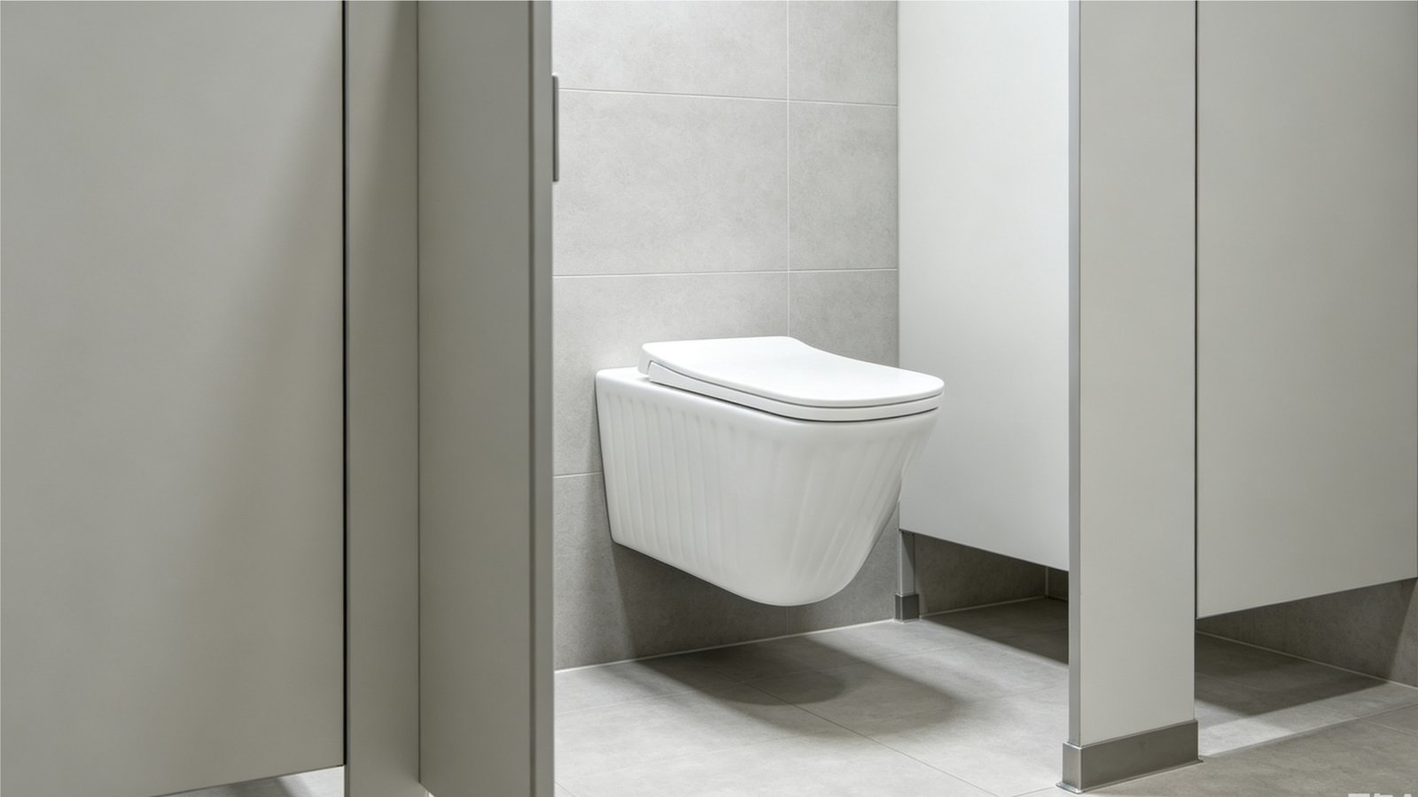 Corporate office restroom with high durability wall hung sanitaryware