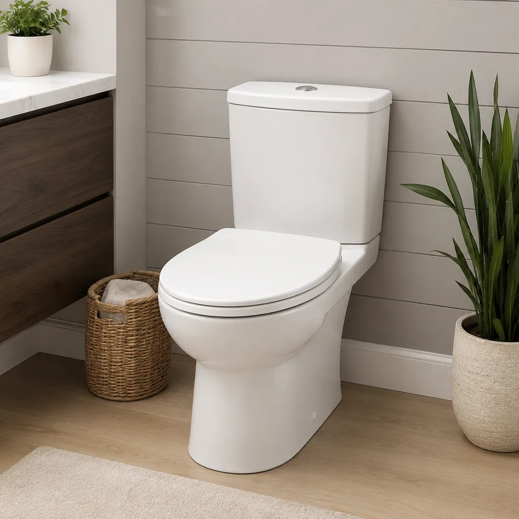 Compact Two Piece Elongated Toilet 26 Inch Depth 1.28 GPF