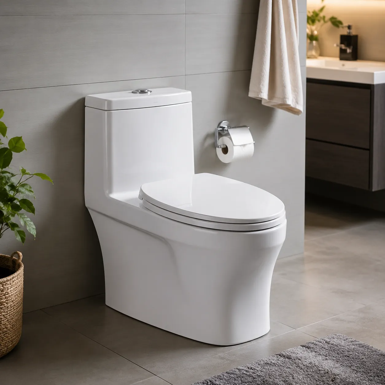 Toilette à double chasse siphonique monobloc, hauteur ADA, 12 pouces